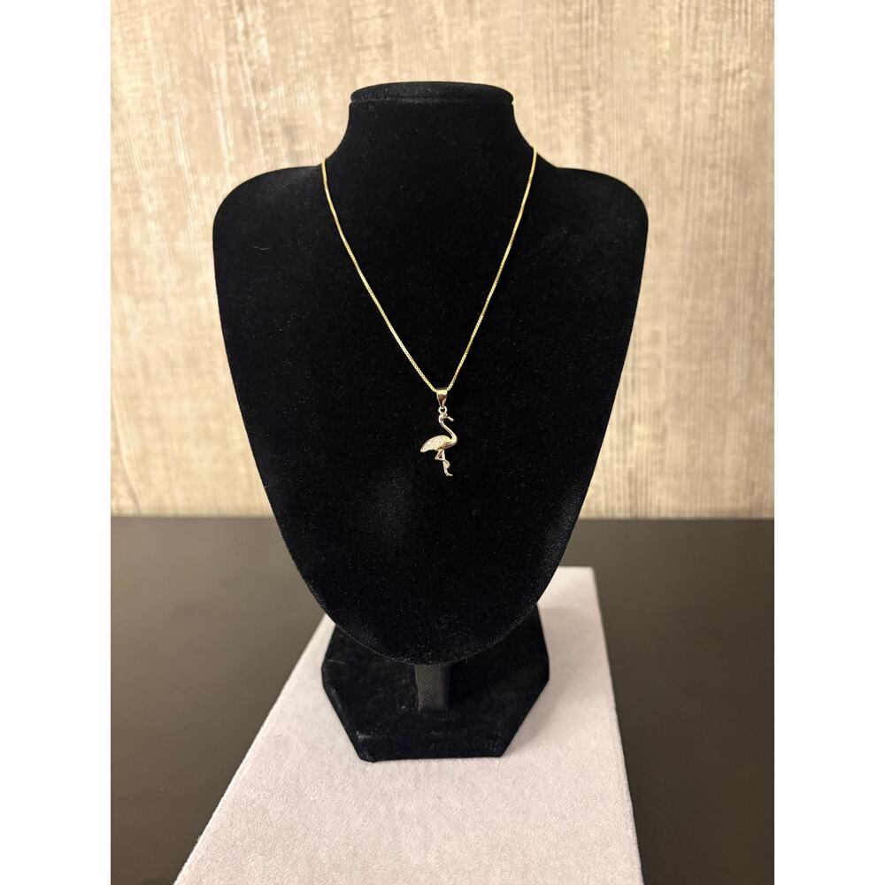 .15ct Moissanite Flamingo Necklace, Vermeil Gold filled 925 - Picture 4 of 6
